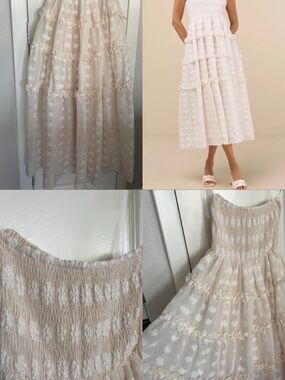 Lulus Bridal Spring Cream Floral Midi Skirt Dress- NEVER WORN